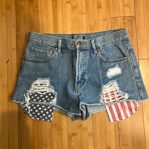 American flag jean shorts